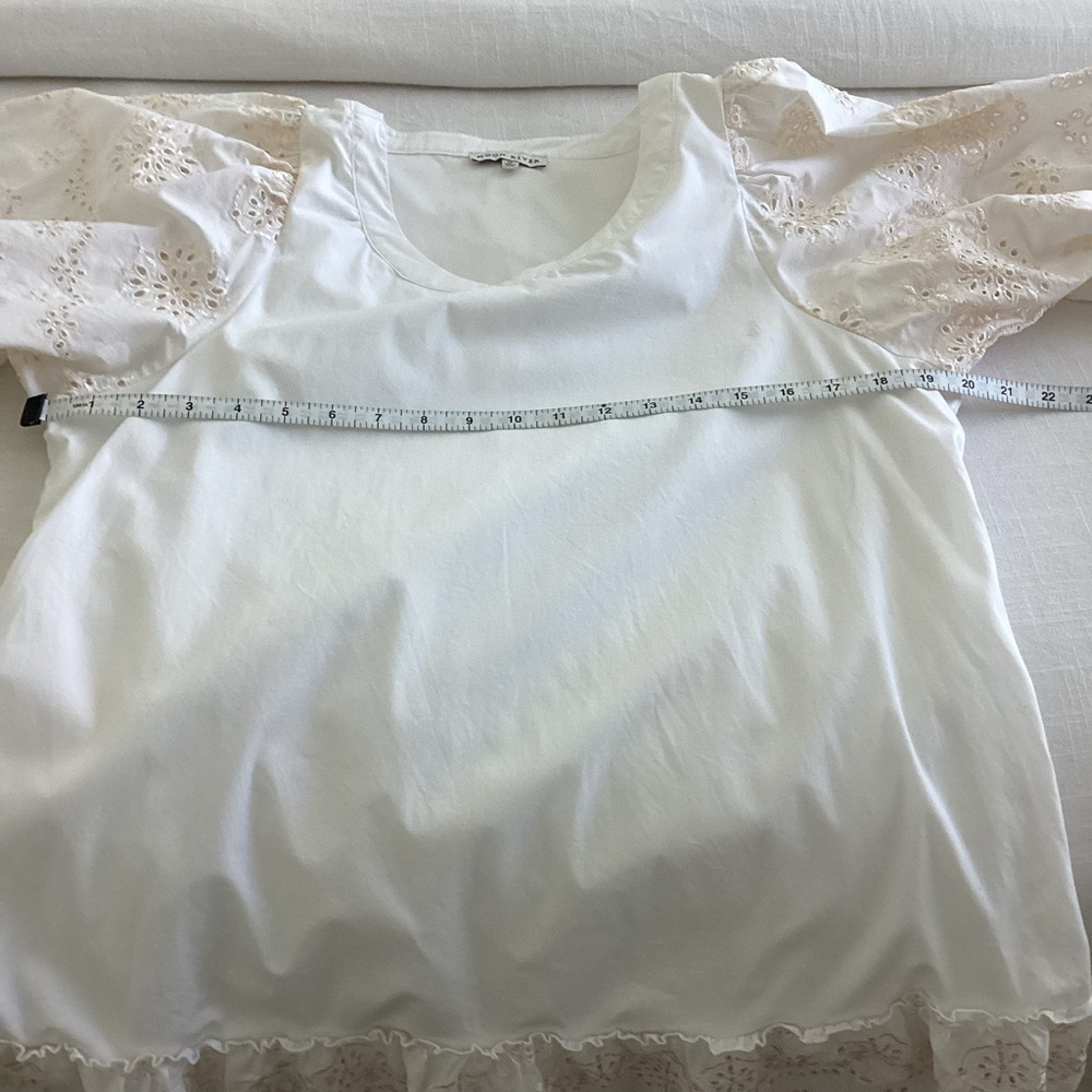 Moon River Dress Womens 
Medium Ivory Embroidered Eyelet Puff Sleeves Feminine - Picture 12 of 14